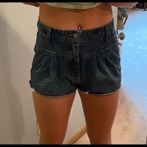 Dark wash mom Jean shorts